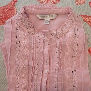 Gunne Sax-style baby pink Victorian blouse